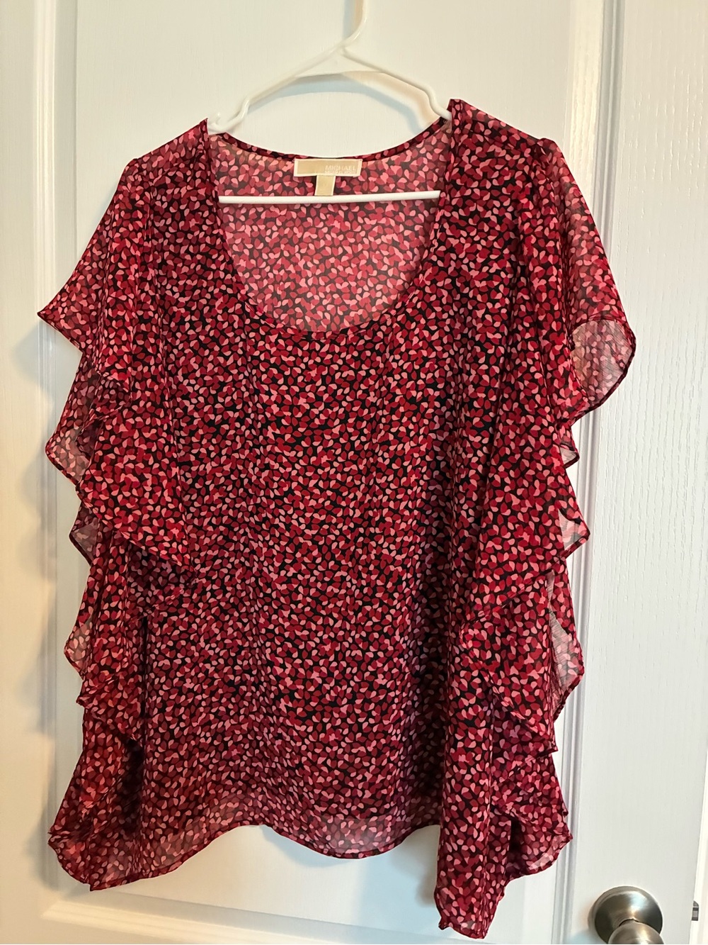 MICHAEL Michael Kors Black Top with Pink & Red Print
